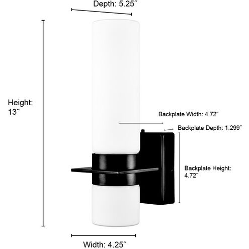 None LED 13 inch Matte Black Outdoor Wall Sconce